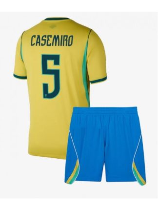 Otroški Nogometni dresi kompleti Brazilija SP 2026 Casemiro #5 Domači