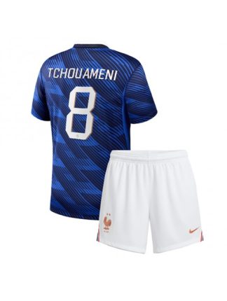 Otroški Nogometni dresi kompleti Francija Aurelien Tchouameni #8 Domači SP 2026