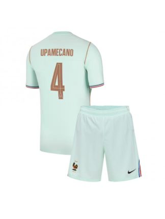 Otroški Nogometni dresi Francija Dayot Upamecano #4 Gostujoči SP 2026 + Kratke hlače