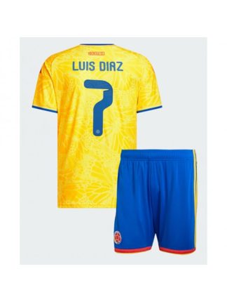 Otroški dresi za nogomet kompleti Kolumbija SP 2026 Luis Diaz #7 Domači