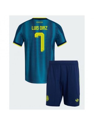 Otroški Nogometni dresi kompleti Kolumbija SP 2026 Luis Diaz #7 Gostujoči