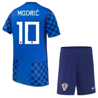 Hrvaška SP 2026 nogometni dresi kompleti za otroke Gostujoči tisk Luka Modrić 10