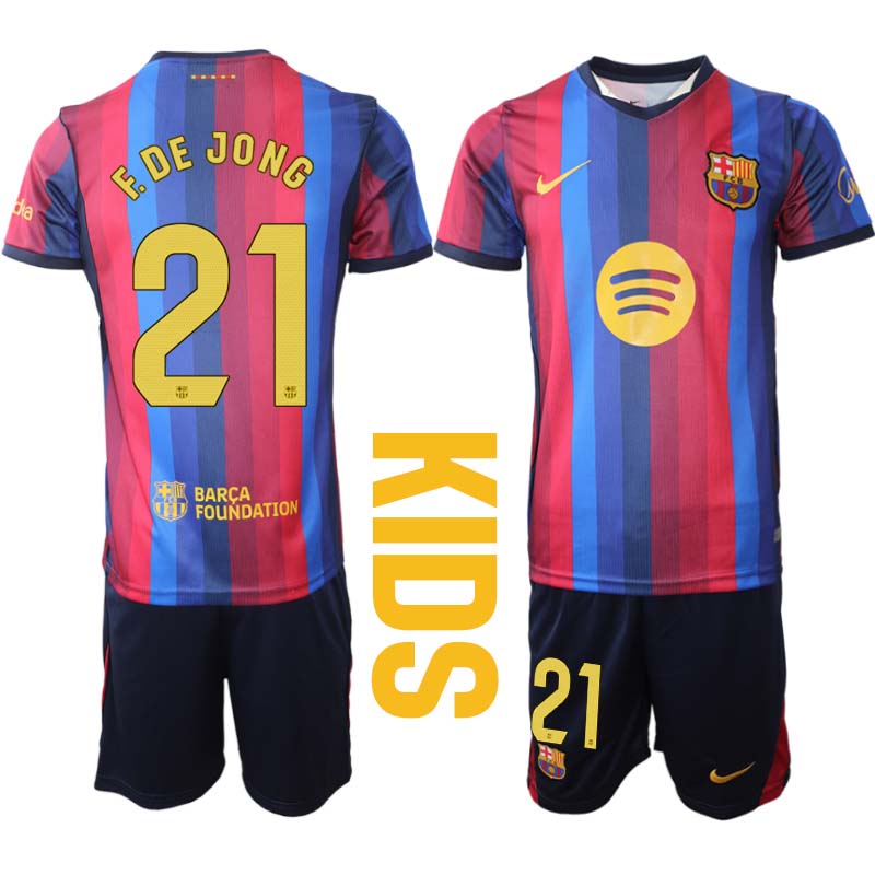 Nogometni dresi kompleti za otroke FC Barcelona 2026-27 Frenkie de Jong #21 Domači