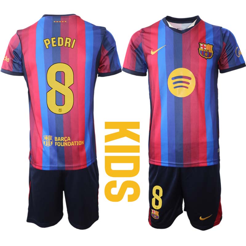 Otroški nogometni dresi kompleti FC Barcelona 2026-27 Pedri Gonzalez #8 Domači