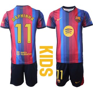Otroški nogometni dresi kompleti FC Barcelona 2026-27 Raphinha Belloli #11 Domači