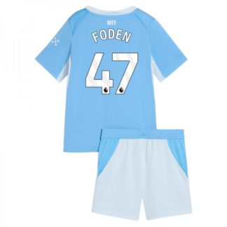 Poceni Otroški nogometni dresi kompleti Manchester City Phil Foden #47 Domači 2026-27
