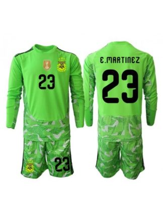 Otroški Nogometni dresi kompleti Argentina SP 2026 Emiliano Martinez #23 Vratar Gostujoči Dolgi rokav (+ hlače)