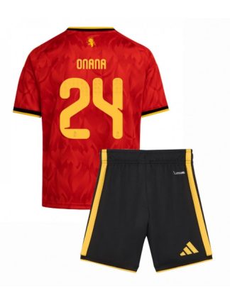 Otroški Nogometni dresi kompleti Belgija SP 2026 Amadou Onana #24 Domači