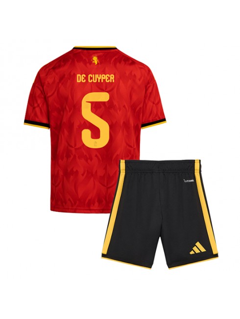 Otroški Nogometni dresi kompleti Belgija SP 2026 Maxim De Cuyper #5 Domači