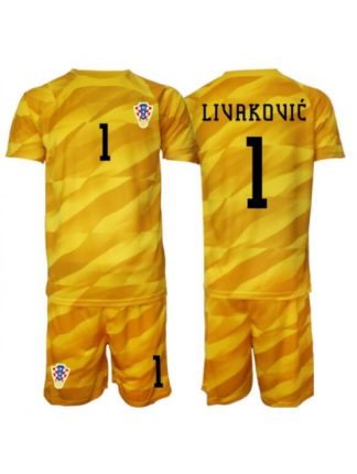 Otroški Nogometni dresi kompleti Hrvaška SP 2026 Dominik Livakovic #1 Vratar Domači