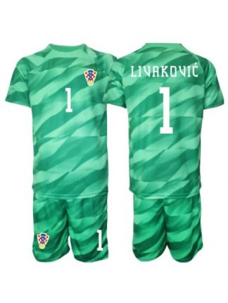 Otroški Nogometni dresi kompleti Hrvaška SP 2026 Dominik Livakovic #1 Vratar Gostujoči