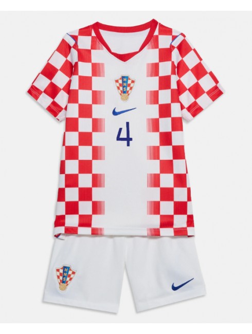 Otroški Nogometni dresi kompleti Hrvaška SP 2026 Josko Gvardiol #4 Domači