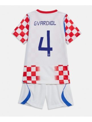 Otroški Nogometni dresi kompleti Hrvaška SP 2026 Josko Gvardiol #4 Domači