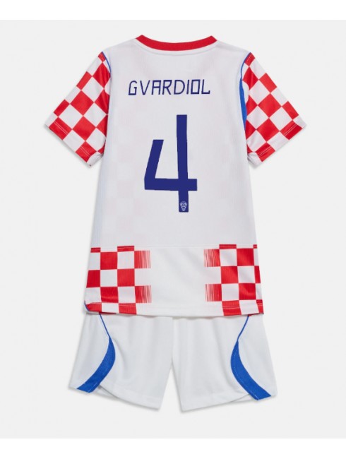 Otroški Nogometni dresi kompleti Hrvaška SP 2026 Josko Gvardiol #4 Domači