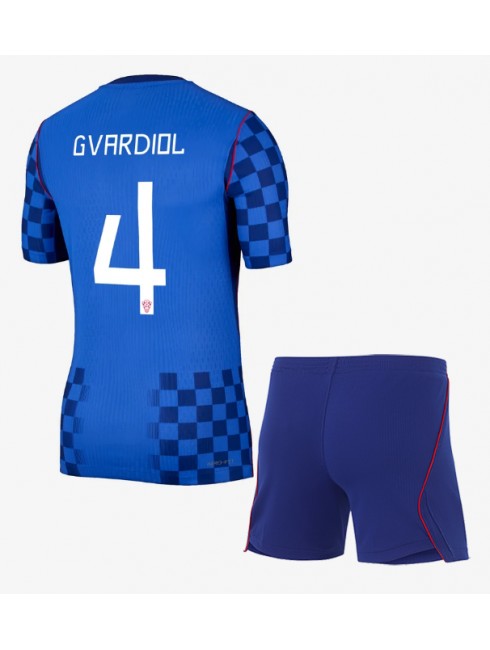 Otroški Nogometni dresi kompleti Hrvaška SP 2026 Josko Gvardiol #4 Gostujoči