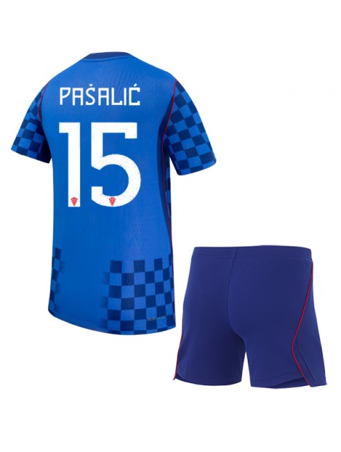 Otroški Nogometni dresi kompleti Hrvaška SP 2026 Mario Pasalic #15 Gostujoči