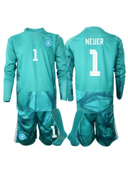 Otroški Nogometni dresi kompleti Nemčija SP 2026 Manuel Neuer #1 Vratar Domači Dolgi rokav (+ hlače)