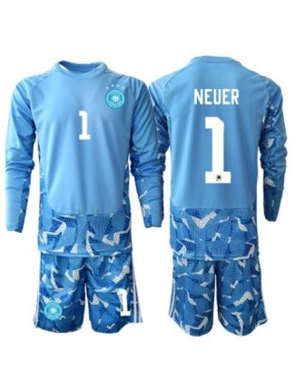 Otroški Nogometni dresi kompleti Nemčija SP 2026 Manuel Neuer #1 Vratar Gostujoči Dolgi rokav (+ hlače)