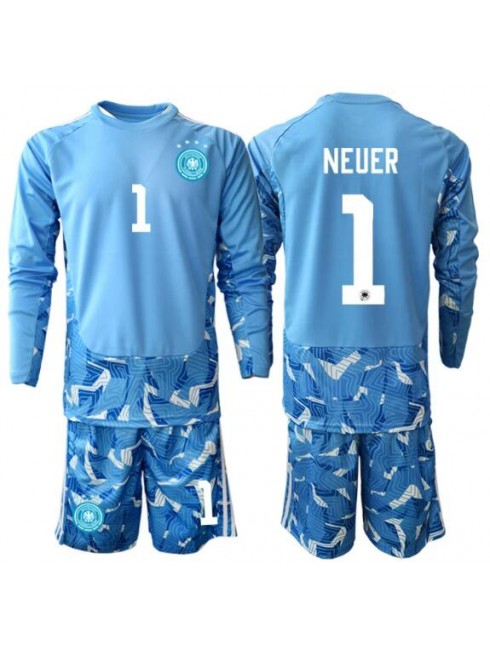 Otroški Nogometni dresi kompleti Nemčija SP 2026 Manuel Neuer #1 Vratar Gostujoči Dolgi rokav (+ hlače)