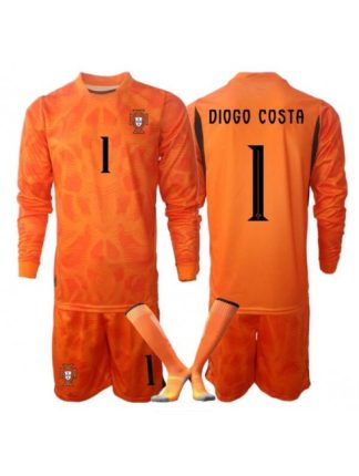 Otroški Nogometni dresi kompleti Portugalska Diogo Costa #1 Vratar Gostujoči SP 2026 Dolgi rokav (+ hlače)