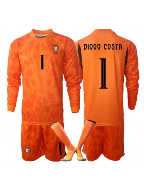 Otroški Nogometni dresi kompleti Portugalska Diogo Costa #1 Vratar Gostujoči SP 2026 Dolgi rokav (+ hlače)