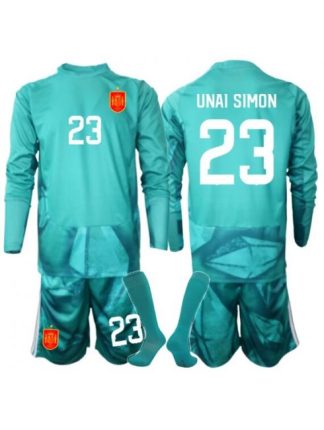 Otroški Vratar dresi kompleti Španija SP 2026 Unai Simon #23 Gostujoči zelena