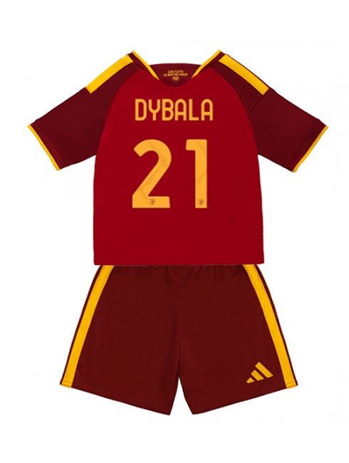 Paulo Dybala #21 Otroški Nogometni dresi kompleti 2026-27 AS Roma Domači rdeča