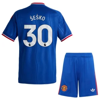 Benjamin Sesko #30 Otroški nogometni dresi kompleti Manchester United 2026/27 Gostujoči