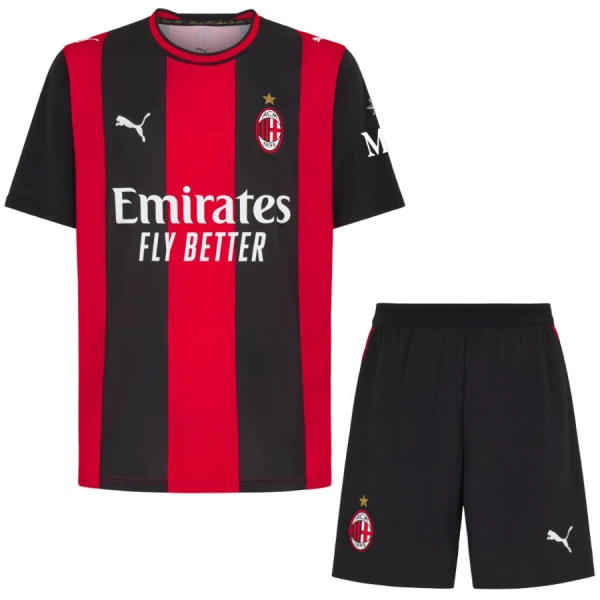 Otroški nogometni dresi kompleti AC Milan Domači 2026/27 črna in rdeča