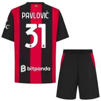 Otroški nogometni dresi kompleti AC Milan Strahinja Pavlovic #31 Domači 2026/27