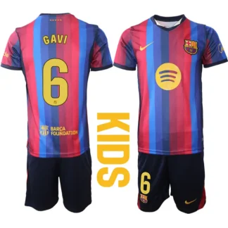Otroški nogometni dresi kompleti FC Barcelona 2026-27 Paez Gavi #6 Domači