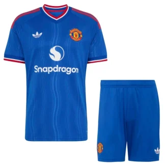 Otroški nogometni dresi kompleti Manchester United 2026/27 Gostujoči modra