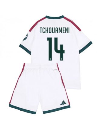 Otroški Nogometni dresi kompleti belo Real Madrid Aurelien Tchouameni #14 Domači 2026-27