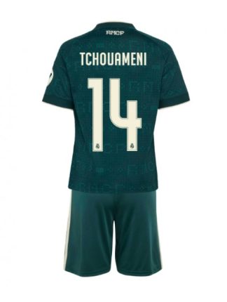 Otroški Nogometni dresi kompleti zelena Real Madrid Aurelien Tchouameni #14 Gostujoči 2026-27