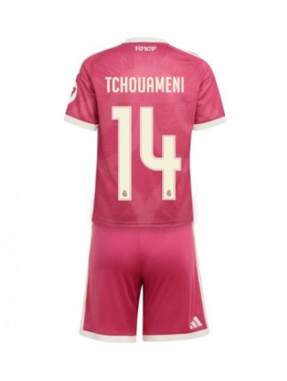 Otroški Nogometni dresi kompleti roza Real Madrid Aurelien Tchouameni #14 Tretji 2026-27