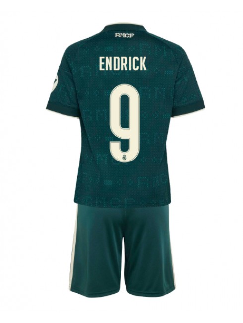 Otroški Nogometni dresi kompleti zelena Real Madrid Endrick #9 Gostujoči 2026-27