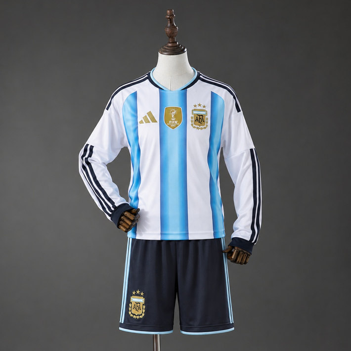 Argentina SP 2026 domači nogometni dres za Otroški Dolgi Rokav + Kratke hlače