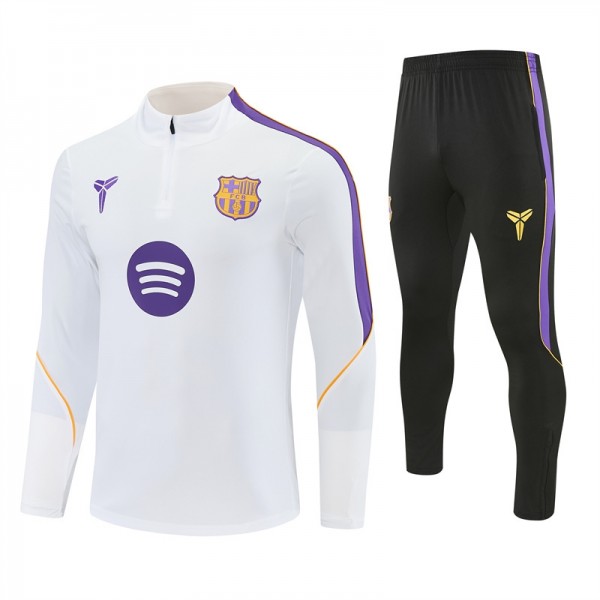 Barcelona Nogometni Dres za Otroke Za Trening 2026/27 1/4 Zip belo črna