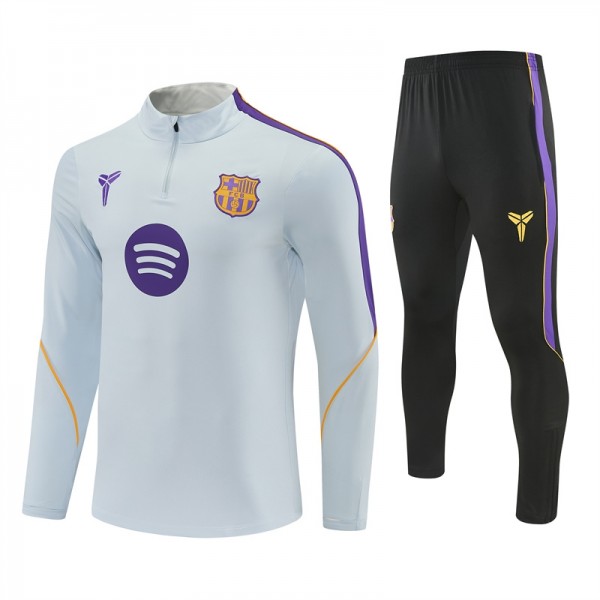 Barcelona Otroški Nogometni Dres Za Trening 2026/27 1/4 Zip Siva črna