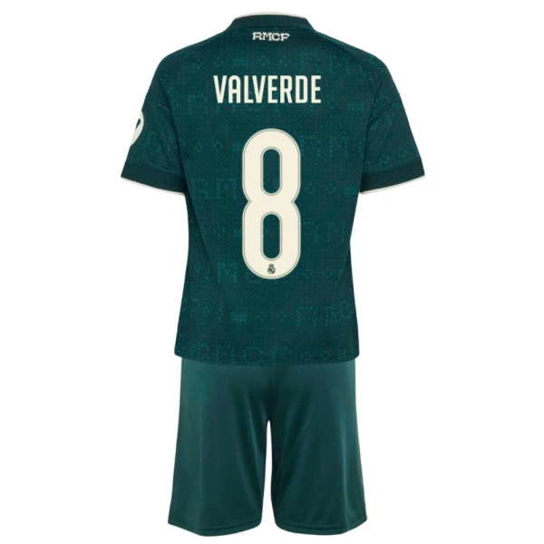 Otroški nogometni dresi z imenom Federico Valverde #8 Real Madrid Gostujoči 2026-27