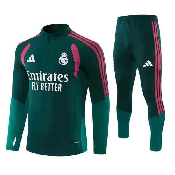 Otroški Nogometni dresi Za Trening Real Madrid 2026/27 1/4 Zip Zelena rdeča