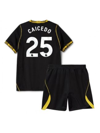 Črna Otroški Nogometni dresi kompleti Chelsea Moises Caicedo #25 Gostujoči 2026-27