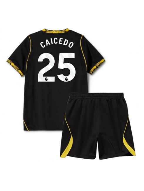 Črna Otroški Nogometni dresi kompleti Chelsea Moises Caicedo #25 Gostujoči 2026-27