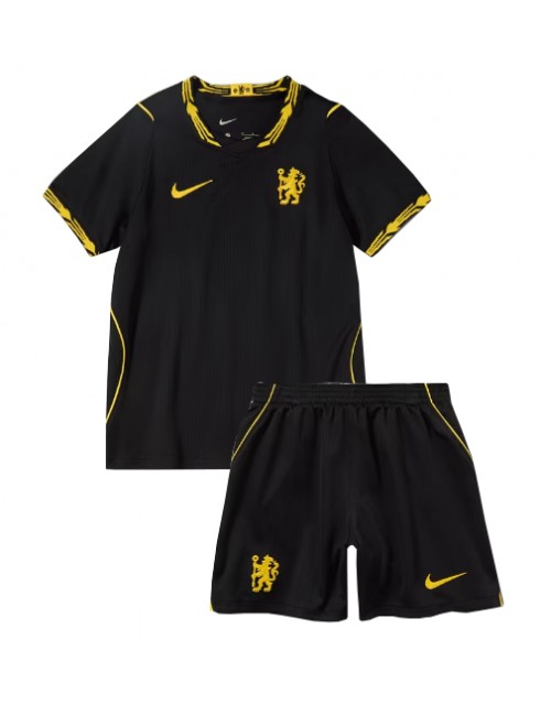Črna Otroški Nogometni dresi kompleti Chelsea Reece James #24 Gostujoči 2026-27