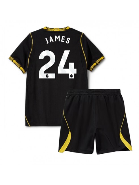 Črna Otroški Nogometni dresi kompleti Chelsea Reece James #24 Gostujoči 2026-27