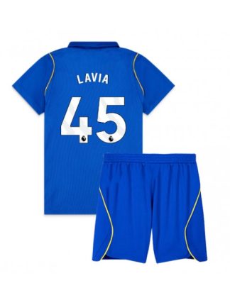 Otroški Nogometni dresi kompleti Chelsea Romeo Lavia #45 Domači 2026-27 moder