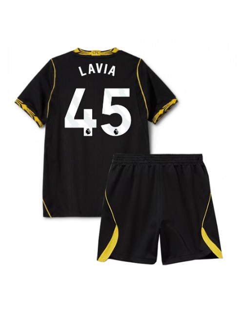 Črna Otroški Nogometni dresi kompleti Chelsea Romeo Lavia #45 Gostujoči 2026-27