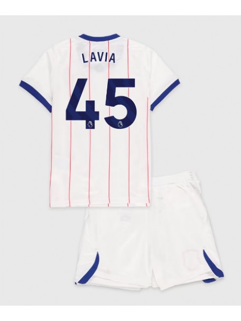 Bela Otroški Nogometni dresi kompleti Chelsea Romeo Lavia #45 Tretji 2026-27
