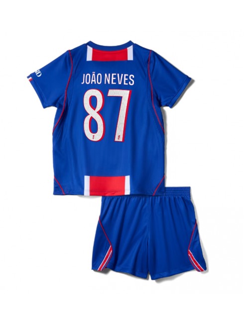Otroški Nogometni dresi kompleti Paris Saint-Germain PSG Joao Neves #87 Domači 2026-27
