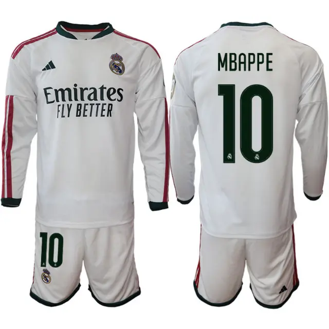 Nogometni dresi Real Madrid Domači 2026/27 Kylian Mbappe #10 Dolgi Rokav + Kratke hlače